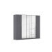 Drehtürenschrank >Alba< inkl. Inneneinteilung, grau metallic / Spiegel - 226x197x54 (BxHxT)