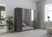 Drehtürenschrank >Alba< inkl. Inneneinteilung, grau metallic / Spiegel - 226x197x54 (BxHxT)
