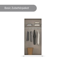 Drehtürenschrank >Alba< in grau metallic / Spiegel - 91x197x56 (BxHxT)