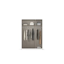 Drehtürenschrank >Alba< in grau metallic / Spiegel - 136x197x56 (BxHxT)