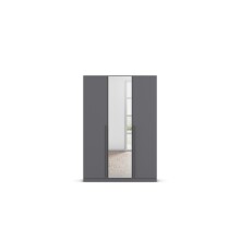 Drehtürenschrank >Alba< in grau metallic / Spiegel - 136x197x56 (BxHxT)