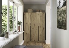 Drehtürenschrank >Alba< inkl. Schubladen, Eiche Artisan Dekor - 136x197x54 (BxHxT)