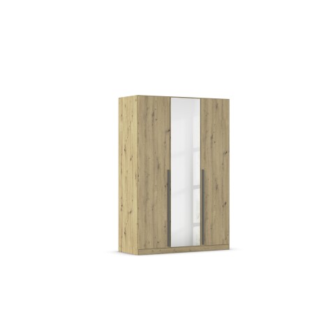 Drehtürenschrank >Alba< inkl. Schubladen, Spiegel / Eiche Artisan Dekor - 136x197x54 (BxHxT)