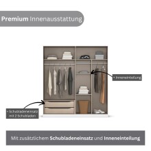 Drehtürenschrank >Alba< inkl. Einteilung, Eiche Artisan Dekor / Spiegel - 181x197x54 (BxHxT)