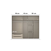 Drehtürenschrank >Alba< inkl. Einteilung, Eiche Artisan Dekor / Spiegel - 226x197x54 (BxHxT)