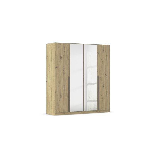 Drehtürenschrank >Alba< in Eiche Artisan Dekor / Spiegel - 181x197x56 (BxHxT)