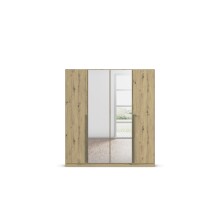 Drehtürenschrank >Alba< in Eiche Artisan Dekor / Spiegel - 181x197x56 (BxHxT)