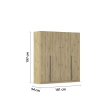 Drehtürenschrank >Alba< in Eiche Artisan Dekor - 181x197x54 (BxHxT)