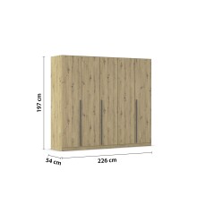 Drehtürenschrank >Alba< in Eiche Artisan Dekor - 226x197x54 (BxHxT)
