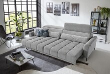 Big-Sofa >Wolve< 2x elektr. Verstellung, Kissen, Cord mint - 280x108x118cm BxHxT