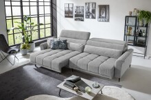 Big-Sofa >Wolve< 2x elektr. Verstellung, Kissen, Cord mint - 280x108x118cm BxHxT