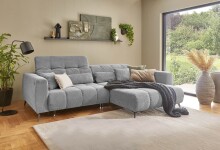 Polstergarnitur >Luddi< Sitz + Kopfteilverstellung, Cord grau - 286x80x203cm (BxHxT)