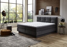 Boxspringbett >Schlummerland< inkl. wendbare 7 Zonen TTFK Matratze & Topper - 180x200 cm anthrazit
