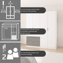 Drehtürenschrank >Koda< in alpinweiß / Atlantic Oak dunkel - 181x210x54 (BxHxT)