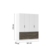 Drehtürenschrank >Koda< in alpinweiß / Atlantic Oak dunkel - 181x210x54 (BxHxT)