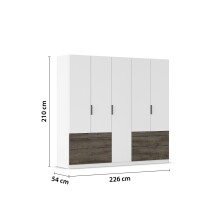Drehtürenschrank >Koda< in alpinweiß / Atlantic Oak dunkel - 226x210x54 (BxHxT)