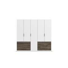 Drehtürenschrank >Koda< in alpinweiß / Atlantic Oak dunkel - 226x210x54 (BxHxT)