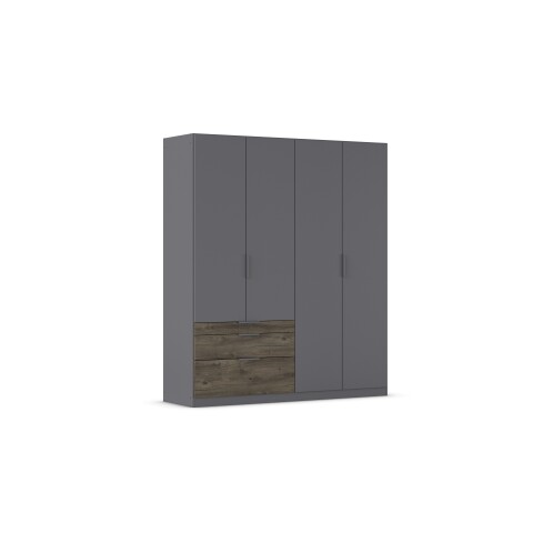 Drehtürenschrank >Koda< in grau metallic / Atlantic Oak dunkel, Holzwerkstoff
