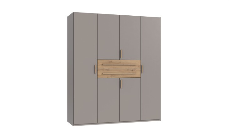Drehtürenschrank >DIGIT< in SAHARAGRAU / EICHE DEKOR - 180x208x58cm (BxHxT)