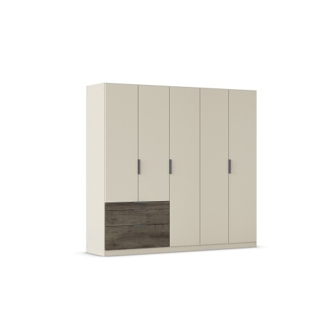 Drehtürenschrank >Koda< in champagner / Atlantic Oak dunkel - 226x210x54 (BxHxT)