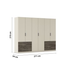Drehtürenschrank >Koda< in champagner / Atlantic Oak dunkel - 271x210x54 (BxHxT)