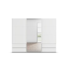 Schwebetürenschrank >Elara< in alpinweiß / Spiegel - 271x210x62 (BxHxT)