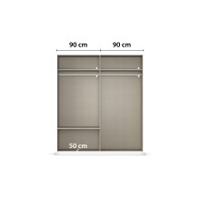 Schwebetürenschrank >Elara< in grau metallic / Glas basalt - 181x210x62 (BxHxT)