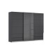 Schwebetürenschrank >Elara< in grau metallic / Glas basalt - 271x210x62 (BxHxT)