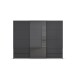 Schwebetürenschrank >Elara< in grau metallic / Glas basalt - 271x210x62 (BxHxT)