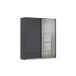 Schwebetürenschrank >Elara< in grau metallic / Grauspiegel - 181x210x62 (BxHxT)