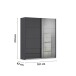 Schwebetürenschrank >Elara< in grau metallic / Grauspiegel - 181x210x62 (BxHxT)
