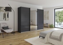 Schwebetürenschrank >Elara< in grau metallic /...