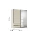 Schwebetürenschrank >Elara< in champagner / Spiegel - 181x210x62 (BxHxT)