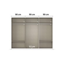 Schwebetürenschrank >Elara< in champagner / Glas champagner - 271x210x62 (BxHxT)