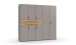 Drehtürenschrank >DIGIT< in SAHARAGRAU + EICHE DEKOR - 225x208x58cm (BxHxT)
