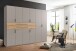 Drehtürenschrank >DIGIT< in SAHARAGRAU + EICHE DEKOR - 270x208x58cm (BxHxT)