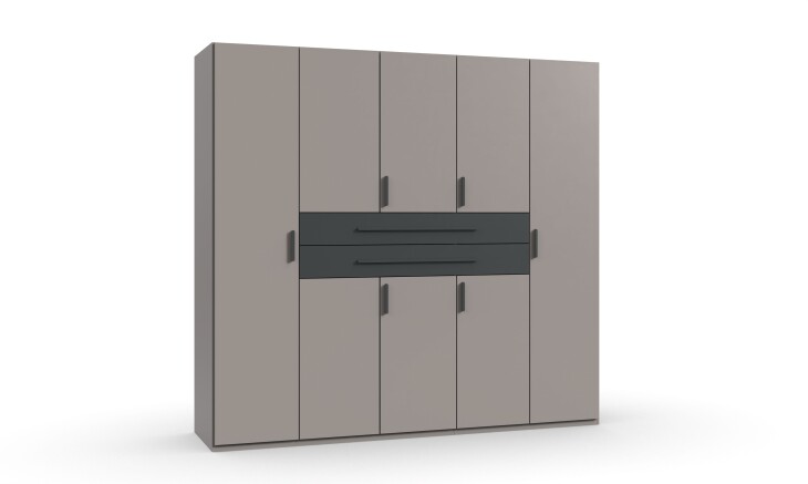Drehtürenschrank >DIGIT< in SAHARAGRAU DEKOR + GRAFIT - 225x208x58cm (BxHxT)