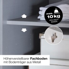 Drehtürenschrank >DIGIT< KASCHMIR / EICHE DEKOR / SPIEGEL - 225x208x58cm (BxHxT)