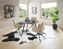 Esstisch >Joe< in Teak, schwarz, Teak, Metall - 111x78x108cm (BxHxT)