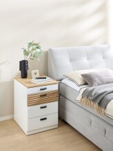 Rollcontainer >Glenn< in Weiß / Artisan Dekor, MDF - 45x66x55cm (BxHxT)