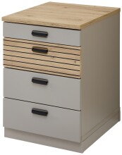 Rollcontainer >Glenn< in Basalt / Artisan Eiche Dekor, MDF - 45x66x55cm (BxHxT)