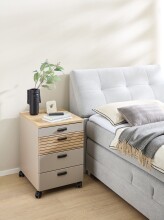 Rollcontainer >Glenn< in Basalt / Artisan Eiche Dekor, MDF - 45x66x55cm (BxHxT)