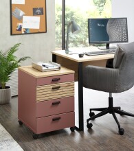 Rollcontainer >Glenn< in Rusty Red / Artisan Eiche...