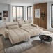 Polstergarnitur >Bali< elektr. Sitztiefenverstellung, Bezug beige - 267x95x185cm (BxHxT)