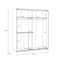 Schwebetürenschrank >WINN 2< in Sandfarbig - 170,3x200,5x61,2cm (BxHxT)