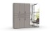 Drehtürenschrank >DIGIT< in SAHARAGRAU / SPIEGEL - 225x208x58cm (BxHxT)