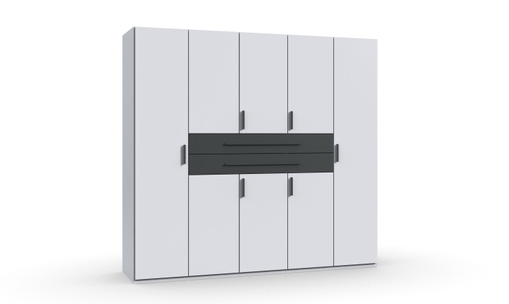 Drehtürenschrank >DIGIT< in WEISS + SCHWARZ - 225x208x58cm (BxHxT)