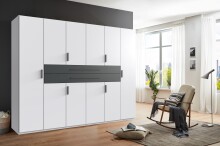 Drehtürenschrank >DIGIT< in WEISS + SCHWARZ - 270x208x58cm (BxHxT)