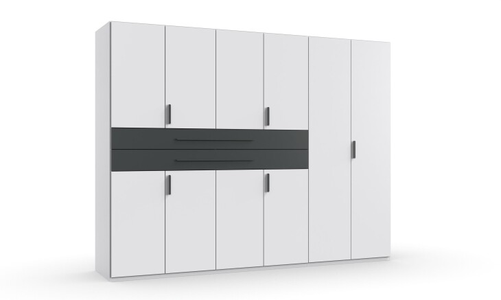 Drehtürenschrank >DIGIT< in WEISS + SCHWARZ - 270x208x58cm (BxHxT)