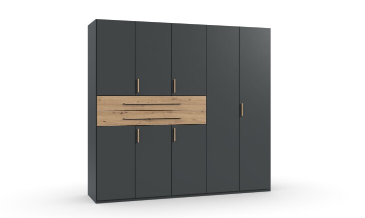 Drehtürenschrank >DIGIT< in GRAFIT - ARTISAN EICHE DEKOR - 225x208x58cm (BxHxT)